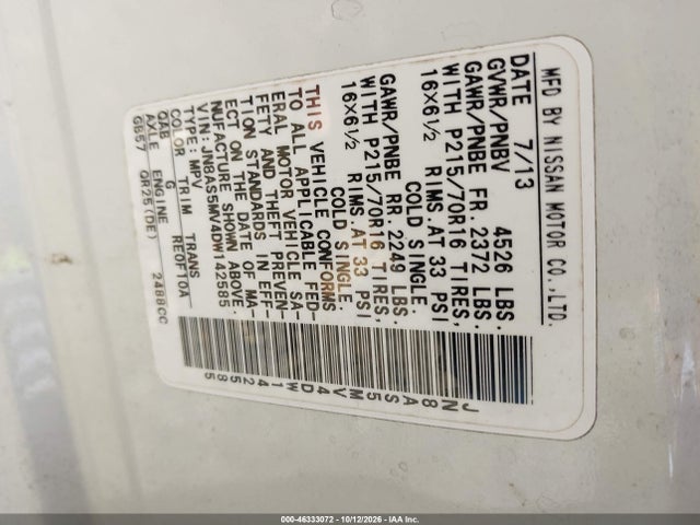Продаж на аукціоні авто 2013 Nissan Rogue S, vin: JN8AS5MV4DW142585, номер лоту: 46333072