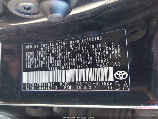 5YFBURHE8FP214461 Toyota COROLLA LE