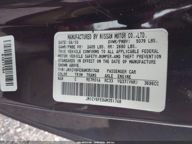 Продаж на аукціоні авто 2010 Infiniti G37, vin: JN1CV6FE9AM351748, номер лоту: 46333149