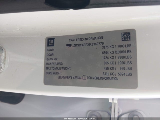 Aukcja sprzedaży 2019 Chevrolet Silverado 1500 Work Truck, vin: 1GCRYAEFXKZ349779, numer aukcji: 46333200