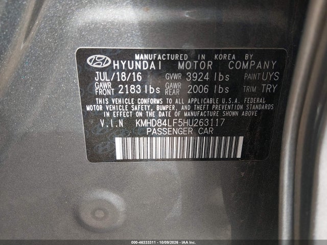 KMHD84LF5HU263117 Hyundai Elantra Limited