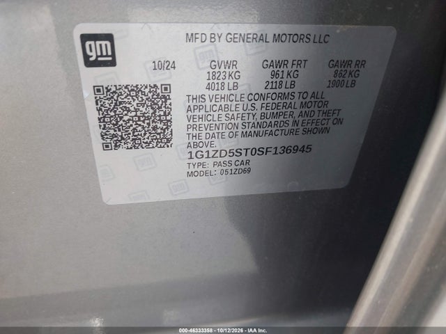1G1ZD5ST0SF136945 Chevrolet Malibu Fwd 1lt