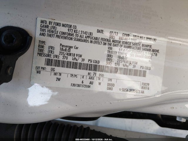 2014 Ford Focus Titanium მანქანა იყიდება აუქციონზე, vin: 1FADP3N28EL110878, აუქციონის ნომერი: 46333460