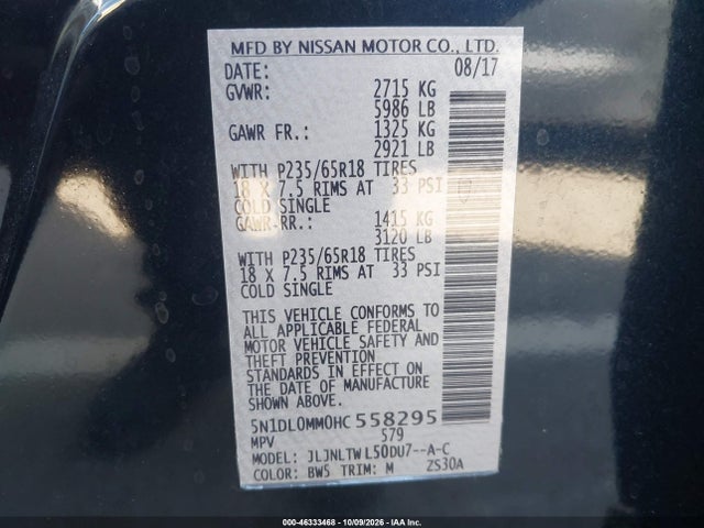 Infiniti QX60 2017 5N1DL0MM0HC558295 Image 9