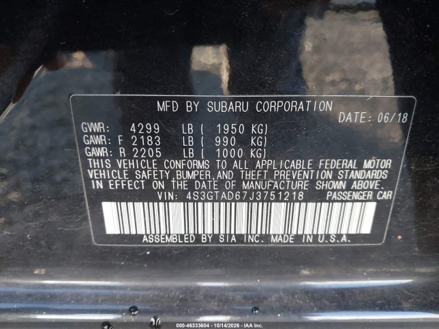 Subaru Impreza 2.0i Premium 2018 4S3GTAD67J3751218 Image 9