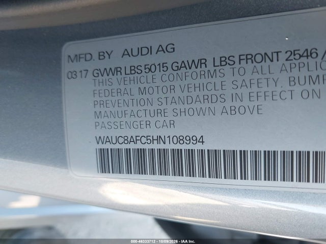 WAUC8AFC5HN108994 Audi A6 2.0t Premium