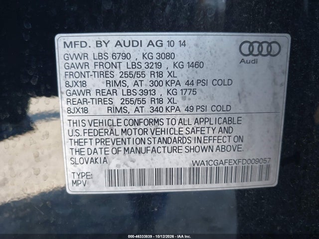 WA1CGAFEXFD009057 Audi Q7 3.0t Premium