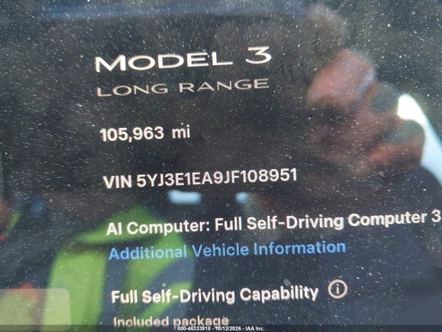 Продаж на аукціоні авто 2018 Tesla Model 3, vin: 5YJ3E1EA9JF108951, номер лоту: 46333918