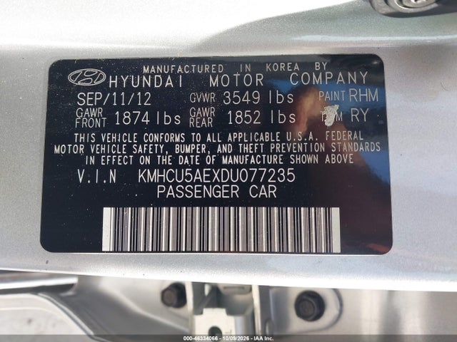 Продажа на аукционе авто 2013 Hyundai Accent Se, vin: KMHCU5AEXDU077235, номер лота: 46334066