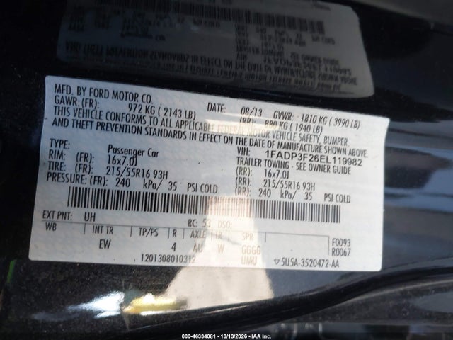 Ford FOCUS SE 2014 1FADP3F26EL119982 Image 9