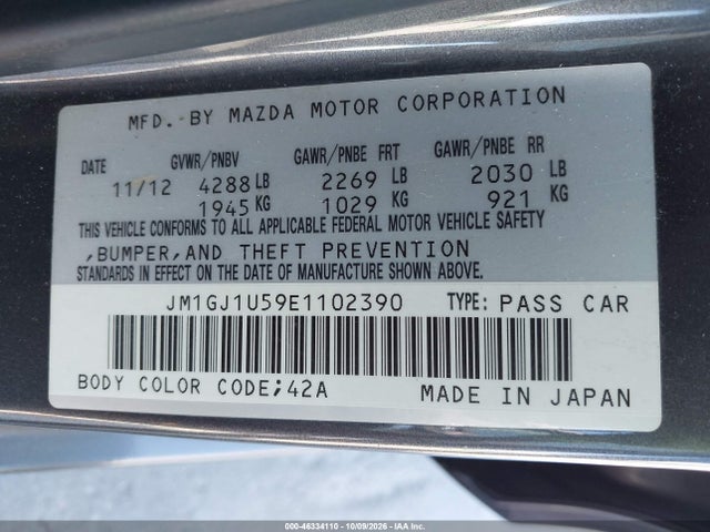JM1GJ1U59E1102390 Mazda Mazda6 I Sport