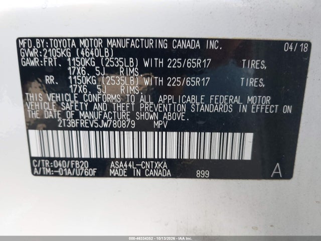 Toyota RAV4 LE 2018 2T3BFREV5JW780879 Image 9