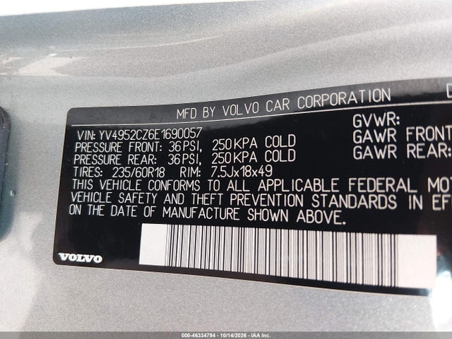 Продажа на аукционе авто 2014 Volvo Xc90 3.2, vin: YV4952CZ6E1690057, номер лота: 46334794