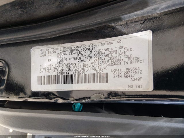 2004 Toyota Tundra Sr5 მანქანა იყიდება აუქციონზე, vin: 5TBDT44114S465367, აუქციონის ნომერი: 46334869