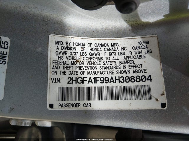 Продаж на аукціоні авто 2010 Honda Civic Ex-l, vin: 2HGFA1F99AH308804, номер лоту: 46334878