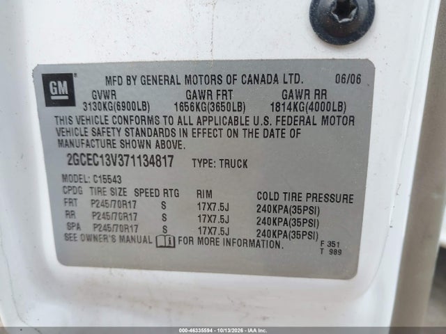 Продаж на аукціоні авто 2007 Chevrolet Silverado 1500 Classic Ls, vin: 2GCEC13V371134817, номер лоту: 46335594