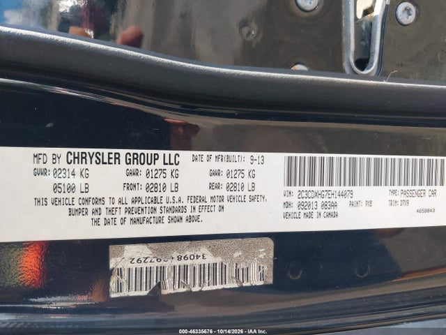 Продаж на аукціоні авто 2014 Dodge Charger Sxt, vin: 2C3CDXHG7EH144079, номер лоту: 46335676