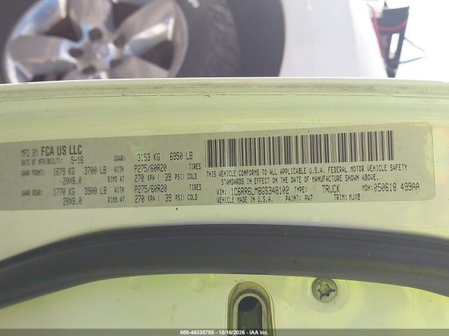 Продаж на аукціоні авто 2016 Ram 1500 Lone Star, vin: 1C6RR6LM8GS348102, номер лоту: 46335705