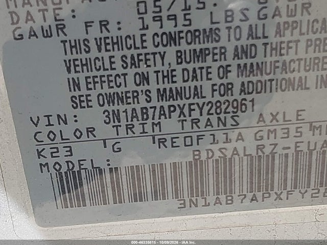 Nissan SENTRA SR 2015 3N1AB7APXFY282961 Image 9