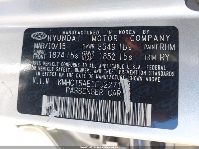 Hyundai ACCENT GS 2015 KMHCT5AE1FU227173 Image 9