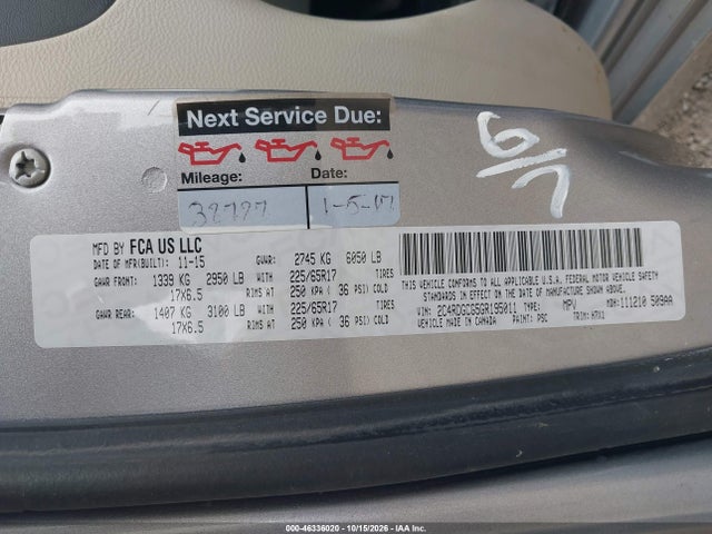 2016 Dodge Grand Caravan Sxt მანქანა იყიდება აუქციონზე, vin: 2C4RDGCG5GR195011, აუქციონის ნომერი: 46336020