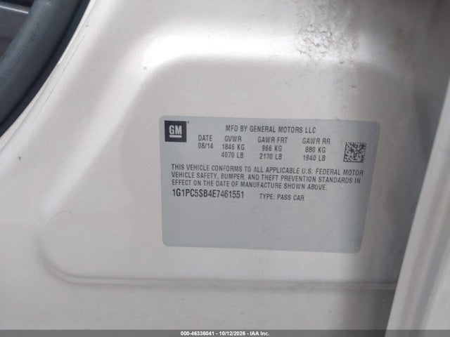 Aukcja sprzedaży 2014 Chevrolet Cruze 1lt Auto, vin: 1G1PC5SB4E7461551, numer aukcji: 46336041