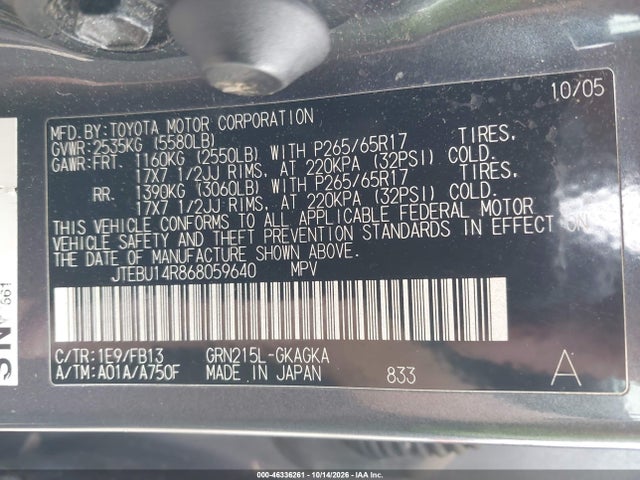 Продаж на аукціоні авто 2006 Toyota 4runner Sr5 Sport V6, vin: JTEBU14R868059640, номер лоту: 46336261
