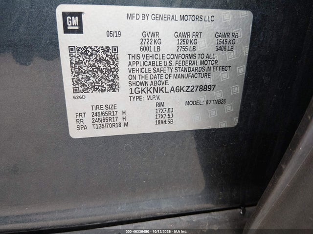 GMC Acadia Sle-1 2019 1GKKNKLA6KZ278897 Image 9