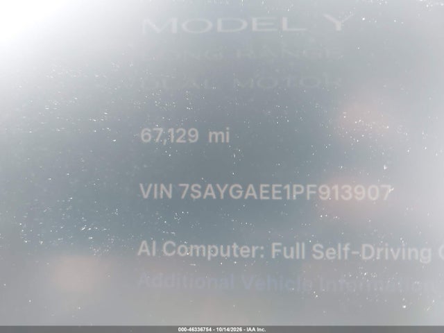 Продаж на аукціоні авто 2023 Tesla Model Y Awd/long Range Dual Motor All-wheel Drive, vin: 7SAYGAEE1PF913907, номер лоту: 46336754