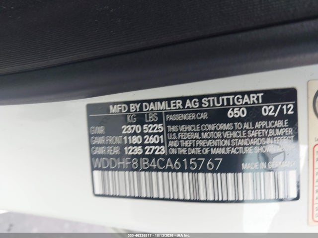 Продаж на аукціоні авто 2012 Mercedes-benz E 350 4matic, vin: WDDHF8JB4CA615767, номер лоту: 46336917