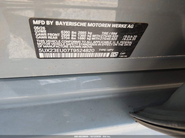 5UX23EU07T9524820 BMW X5 Xdrive40i