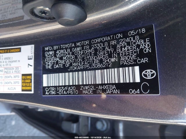Toyota Prius Prime Plus 2018 JTDKARFP5J3086212 Image 9