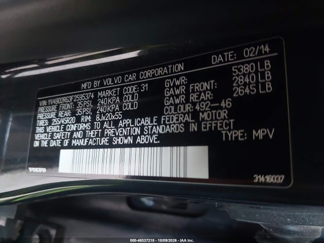Auction sale of the 2015 Volvo Xc60 T6 R-design Premier Plus, vin: YV4902RG3F2595374, lot number: 46337218