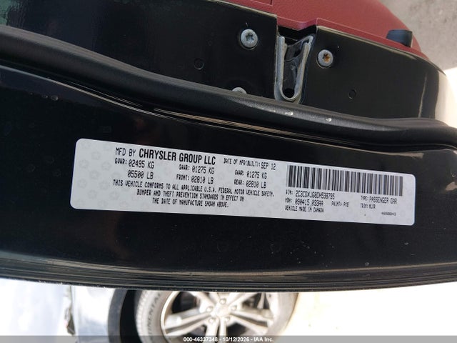 Продаж на аукціоні авто 2013 Dodge Charger Sxt Plus, vin: 2C3CDXJG8DH538795, номер лоту: 46337348