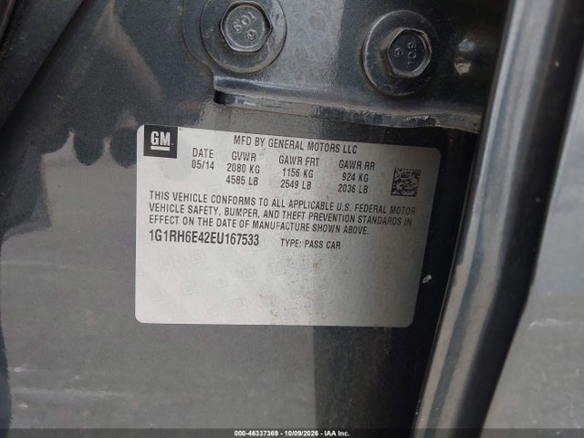 46337369 :رقم المزاد ، 1G1RH6E42EU167533 vin ، 2014 Chevrolet Volt مزاد بيع