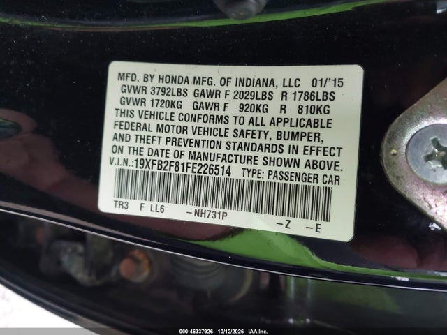 Aukcja sprzedaży 2015 Honda Civic Ex, vin: 19XFB2F81FE226514, numer aukcji: 46337926