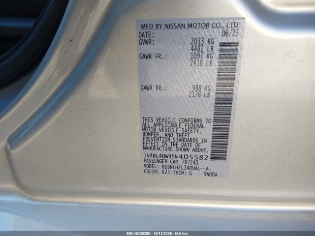 Nissan Altima Sv Awd 2025 1N4BL4DW9SN405582 Image 9