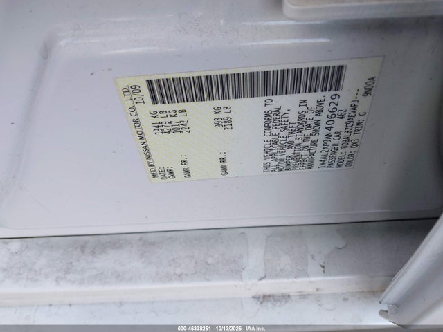 46338251 :رقم المزاد ، 1N4AL2AP9AN406629 vin ، 2010 Nissan Altima 2.5 S مزاد بيع