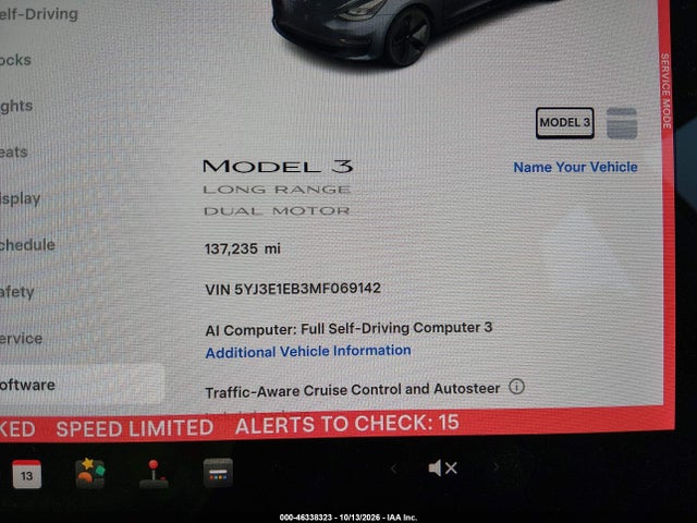 5YJ3E1EB3MF069142 Tesla Model 3 Long Range Dual Motor All-wheel Drive