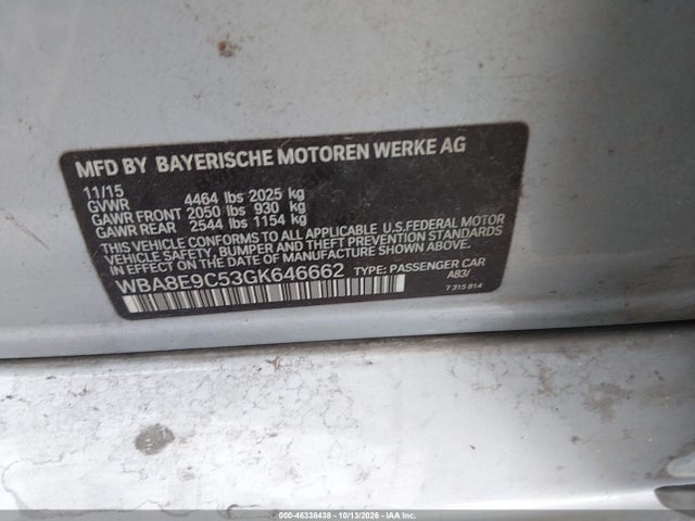 Продаж на аукціоні авто 2016 Bmw 328i, vin: WBA8E9C53GK646662, номер лоту: 46338438