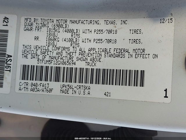 5TFUM5F12GX065694 Toyota Tundra Sr 4.6l V8