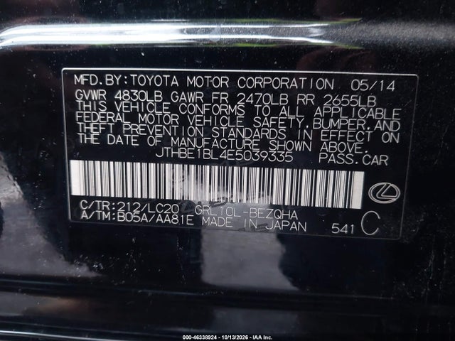 Lexus GS 350 2014 JTHBE1BL4E5039335 Image 9