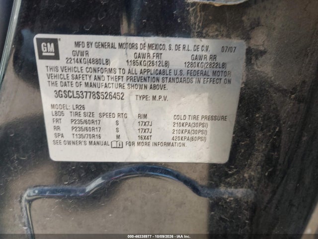 2008 Saturn Vue V6 Xr მანქანა იყიდება აუქციონზე, vin: 3GSCL53778S526452, აუქციონის ნომერი: 46338977