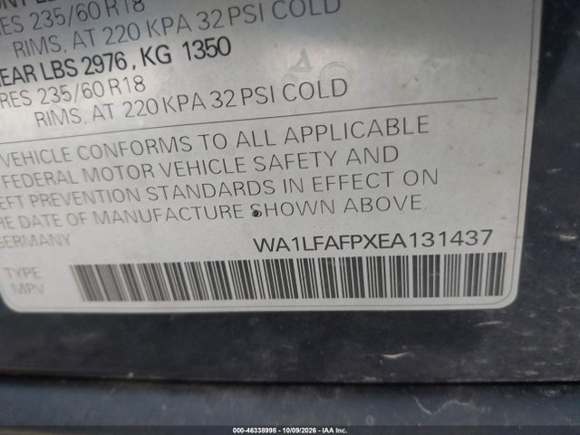 46338998 :رقم المزاد ، WA1LFAFPXEA131437 vin ، 2014 Audi Q5 2.0t Premium مزاد بيع