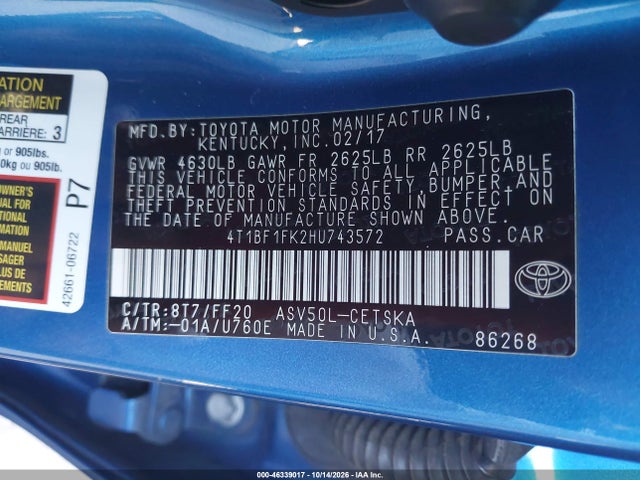 Toyota CAMRY SE 2017 4T1BF1FK2HU743572 Image 9