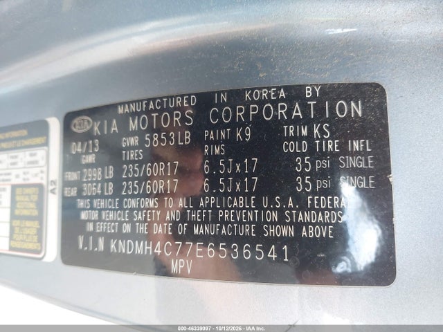 KIA SEDONA EX 2014 KNDMH4C77E6536541 Image 9