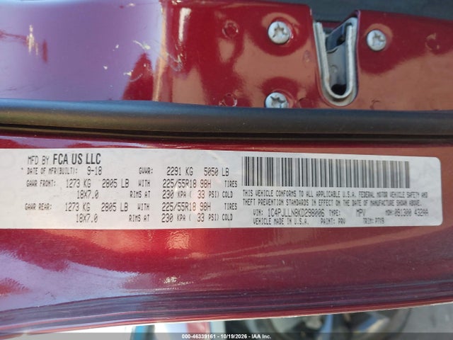 Продаж на аукціоні авто 2019 Jeep Cherokee Altitude Fwd, vin: 1C4PJLLN8KD298006, номер лоту: 46339161
