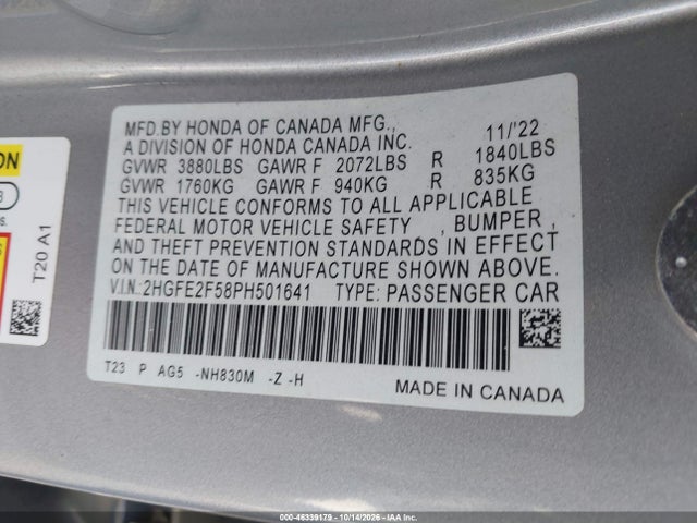 Honda Civic Sport 2023 2HGFE2F58PH501641 Image 9