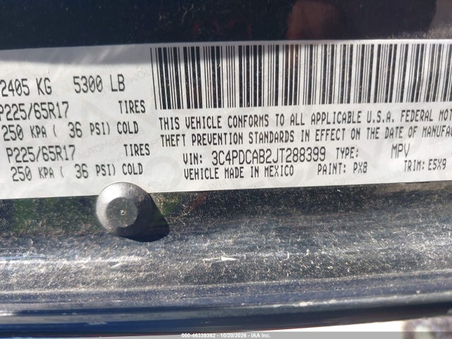 Продаж на аукціоні авто 2018 Dodge Journey Se, vin: 3C4PDCAB2JT288399, номер лоту: 46339362