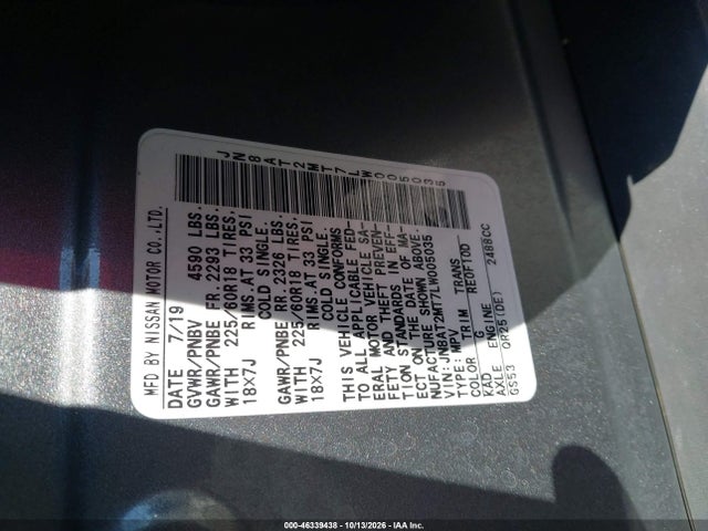Auction sale of the 2020 Nissan Rogue Sv Fwd, vin: JN8AT2MT7LW005035, lot number: 46339438